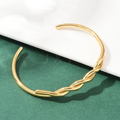 304 Stainless Steel Cuff Bangles for Women BJEW-F497-01G-1