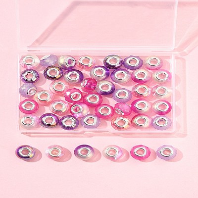 44Pcs 7 Styles UV Plating Resin European Beads RESI-FS0002-03-1