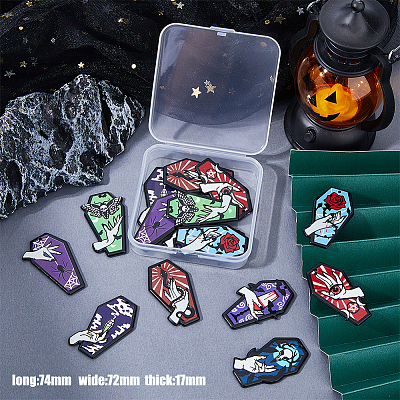 16Pcs 8 Styles Opaque Printed Acrylic Pendants SACR-HY0001-04-1