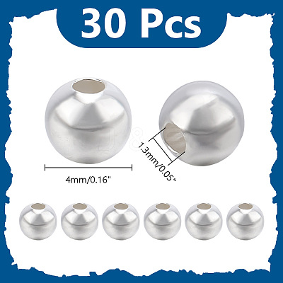 30Pcs 925 Sterling Silver Beads STER-AR0001-18A-1