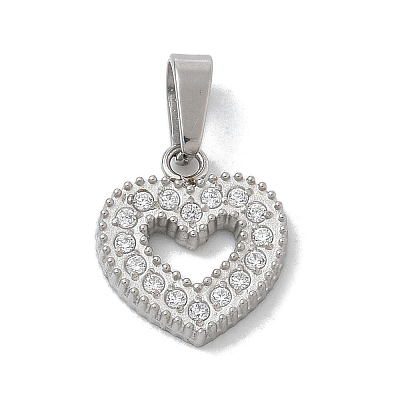 Ion Plating(IP) 304 Stainless Steel Micro Pave Cubic Zirconia Pendants STAS-Z107-06P-01-1
