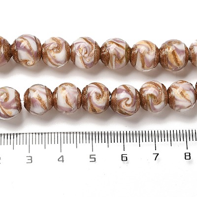 Gold Sand Lampwork Beads Strands LAMP-E036-06A-1