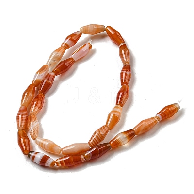 Natural Red Striped Agate/Banded Agate Beads Strands G-A223-A05-01-1