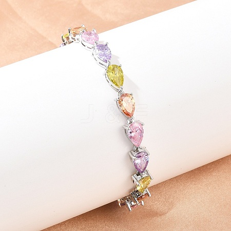 Platinum Tone Brass Micro Pave Cubic Zirconia Tennis Bracelets BJEW-B160-07P-1