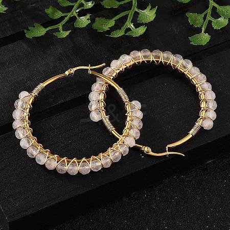 Beaded Hoop Earrings EJEW-JE03830-03-1