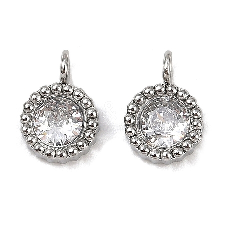304 Stainless Steel Micro Pave Cubic Zirconia Charms STAS-K302-01D-P-1