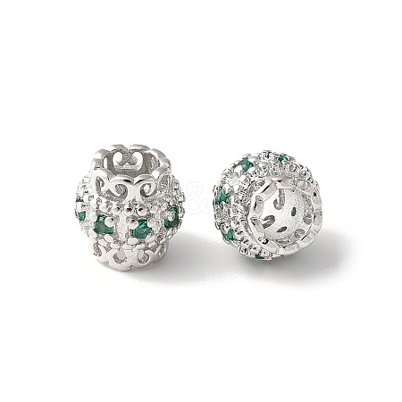 Brass Micro Pave Cubic Zirconia European Beads KK-U067-08P-02-1