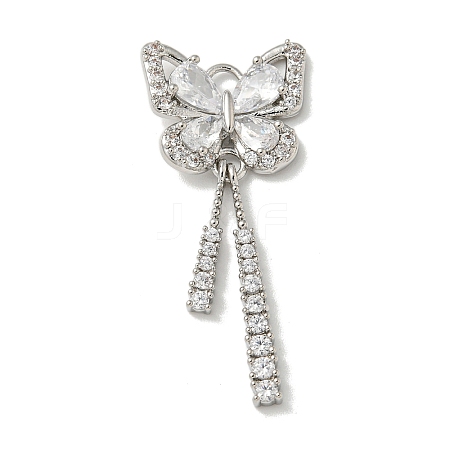 Brass Micro Pave Clear Cubic Zirconia Studs Pendants KK-K378-03P-1