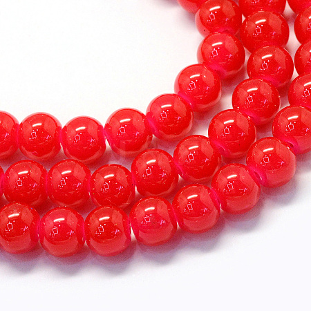 Baking Painted Imitation Jade Glass Round Bead Strands DGLA-Q021-10mm-05-1