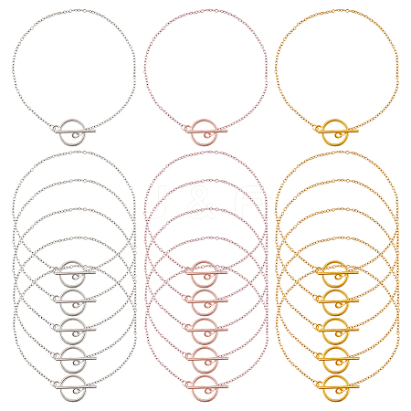 24Pcs 3 Colors 304 Stainless Steel Cable Chains Bracelets for Women BJEW-HS00008-1