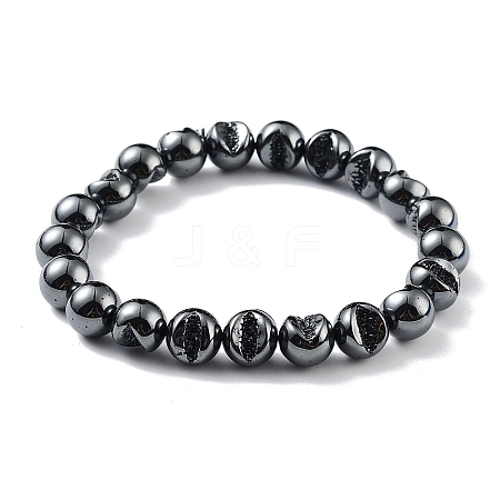 Non-Magnetic Synthetic Hematite Beaded Stretch Bracelets BJEW-H589-01A-1