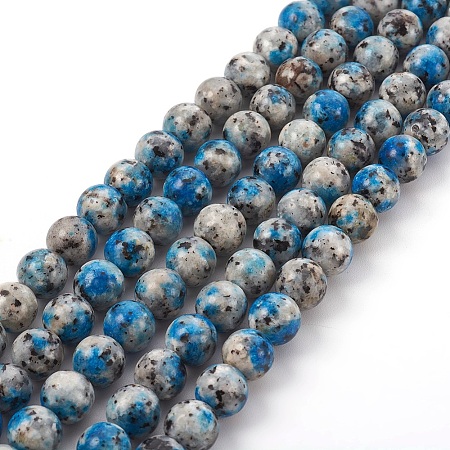 Natural White Jade Imitation K2 Stone/Raindrop Azurite Beads Strands G-B046-08E-1