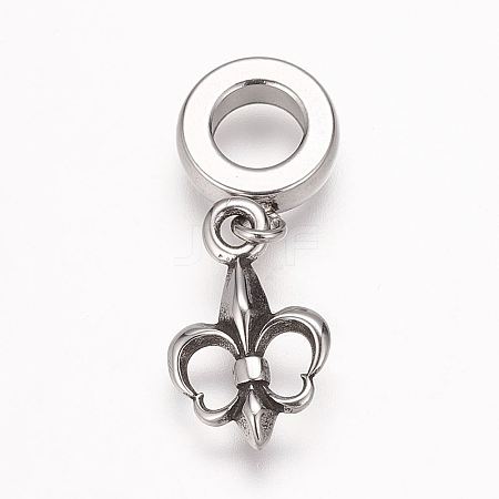 304 Stainless Steel European Dangle Charms X-OPDL-K001-08AS-1