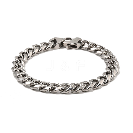 304 Stainless Steel Cuban Link Chain Bracelet NJEW-D050-02D-P-1