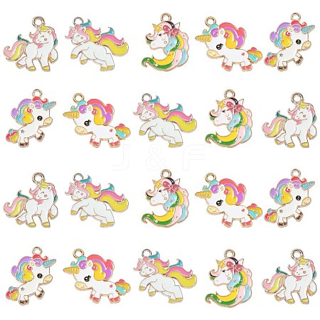 25Pcs 5 Styles Alloy Enamel Pendants ENAM-CJ0003-06-1