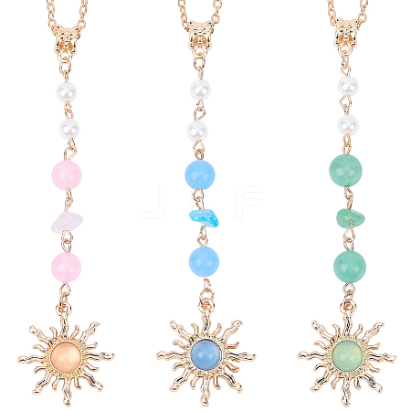 3Pcs 3 Colors Zinc Alloy Sun Pendant Decorations AJEW-SC0031-24-1