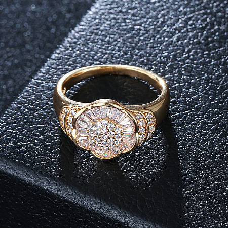 Brass Micro Cubic Zirconia Finger Rings FS-WG10423-08-1