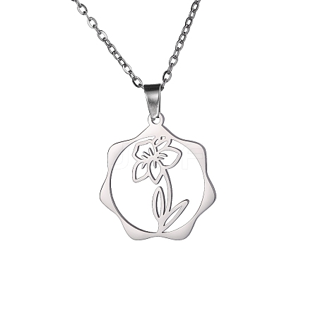 Non-Tarnish 304 Stainless Steel Pendant Necklaces PW-WG57218-12-1