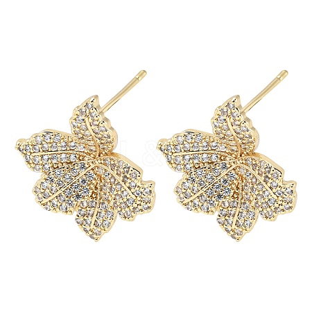 Brass with Cubic Zirconia Stud Earring EJEW-B035-46KCG-1