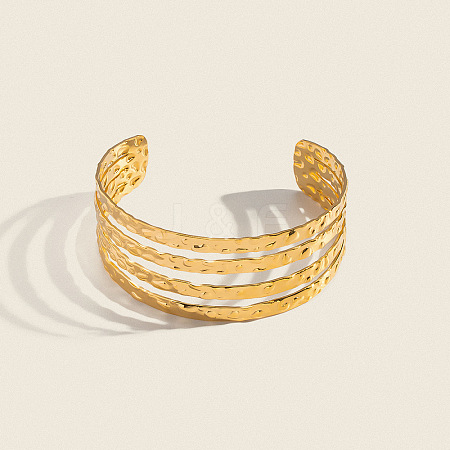 26MM 304 Stainless Steel Vintage Textured Layered Open Cuff Bangles for Women ZJ0317-1