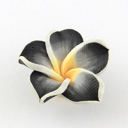 Handmade Polymer Clay 3D Flower Plumeria Beads X-CLAY-Q192-30mm-01-1