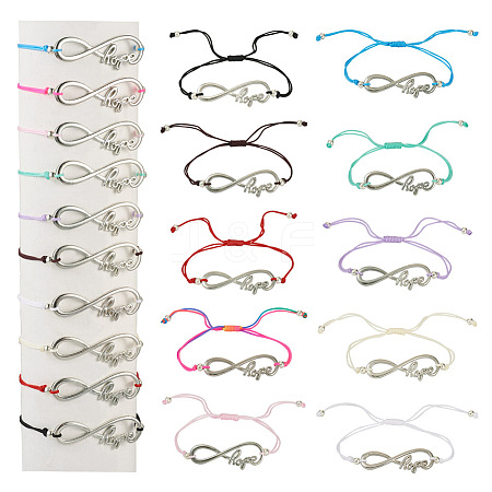 10Pcs 10 Color Alloy Infinity with Hope Link Bracelets Set for Men Women BJEW-TAC0008-02-1