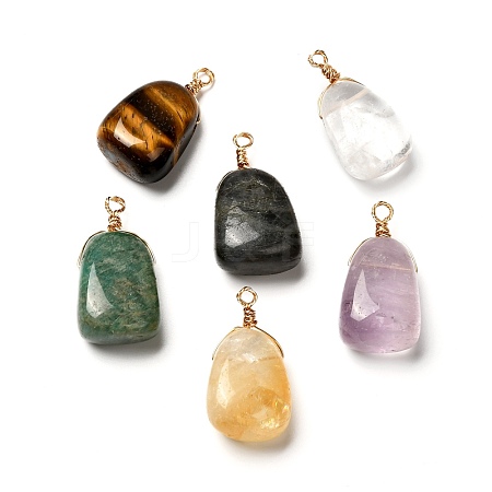 Natural Mixed Gemstone Pendants PALLOY-JF00888-1