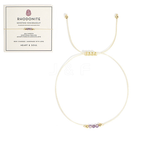 Natural Rhodochrosite Braided Beads Bracelets for Women LS-LU0568-9-1