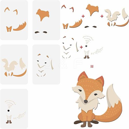 5  Style PET Hollow out Drawing Painting Stencils Sets DIY-WH0172-319-1