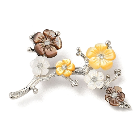 Peach Blossom Flower Natural Dyed White Shell Brooches for Women JEWB-E031-03P-03-1