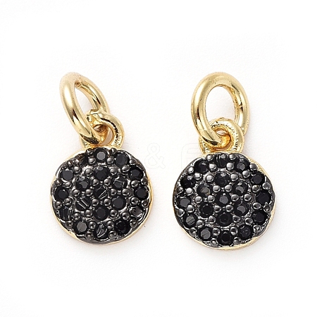 Brass Micro Pave Black Cubic Zirconia Charms KK-I658-51-1