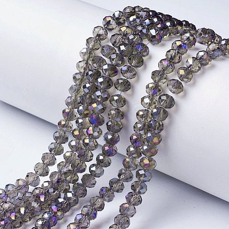 Electroplate Transparent Glass Beads Strands EGLA-A034-T8mm-F11-1