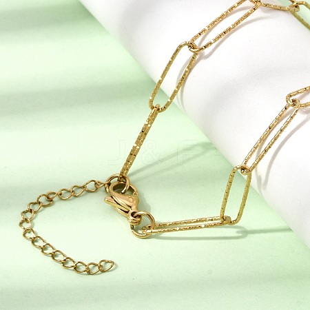 5MM 304 Stainless Steel Textured Paperclip Chain Necklaces for Women Men SA-CBA37BC-20G-1