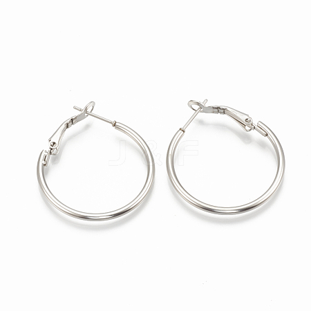 Non-Tarnish 304 Stainless Steel Hoop Earrings X-STAS-S078-07-30mm-1