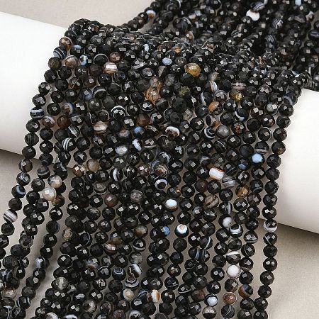 Natural Dyed & Heated Black Agate Beads Strands G-RM250101-C18-1