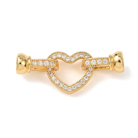 Brass Micro Pave Clear Cubic Zirconia Fold Over Clasps KK-D259-02A-G-1