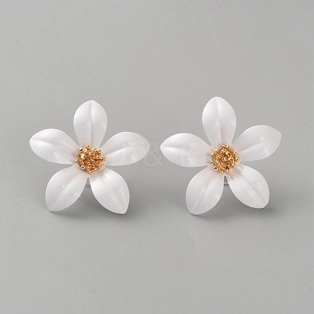 Iron & Alloy Enamel Flower Stud Earrings EJEW-WH0033-57B-1