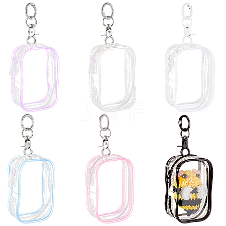 6Pcs 6 Colors Portable Travel Transparent Plastic Zipper Bags with Alloy Clasps ABAG-GA0001-29A-1