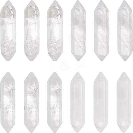 Olycraft 12Pcs Faceted Natural Quartz Crystal Double Terminated Points G-OC0002-58-1