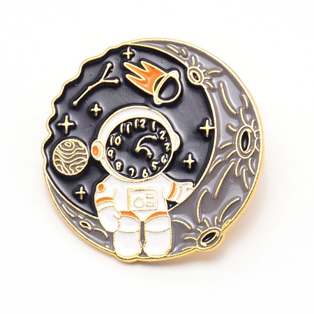 Astronaut with Moon Cartoon Enamel Pin JEWB-TAC0002-39-1