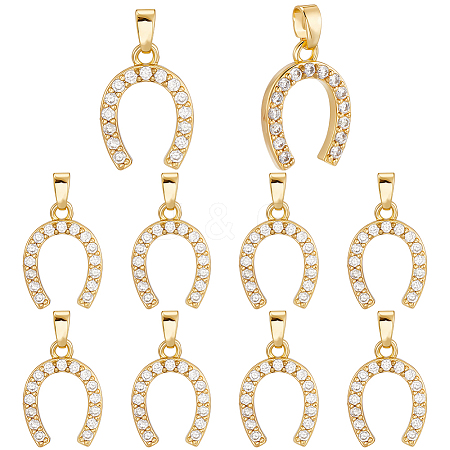 10Pcs Brass Micro Pave Cubic Zirconia Pendants KK-BBC0019-39-1