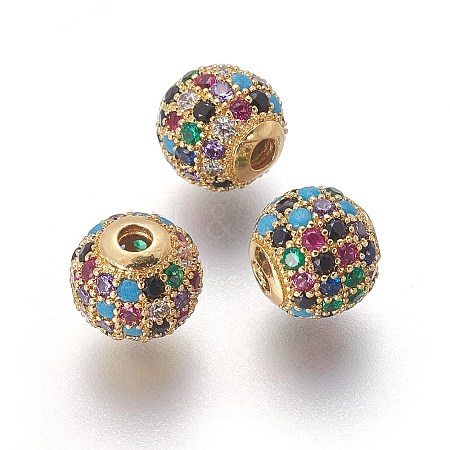 Brass Micro Pave Cubic Zirconia Beads LS-ZIRC-F098-02G-8mm-1