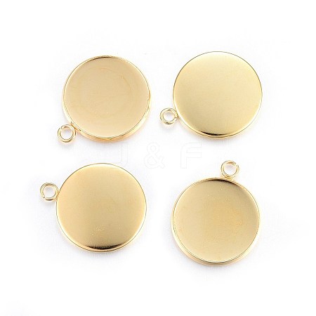 Rack Plating 304 Stainless Steel Pendant Cabochon Settings LS-STAS-F191-14G-F-1