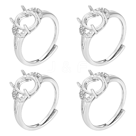 5Pcs Adjustable Brass Solitaire Ring Settings ZIRC-UN0001-19-1
