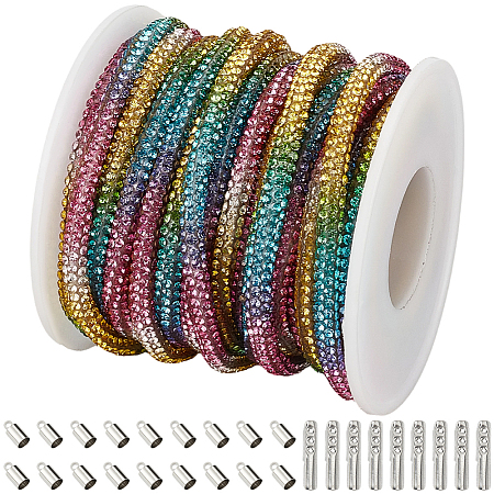 7.1 Yards Glass Rhinestone Synthetic Rubber Round Cord DIY-GF0013-74B-1