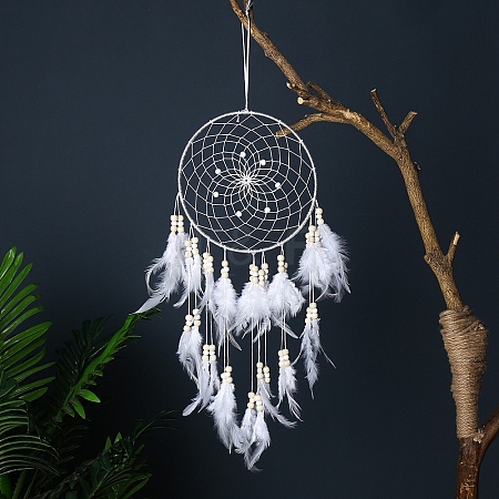 Woven Net/Web with Feather Hanging Ornaments PW-WG0DA7B-05-1