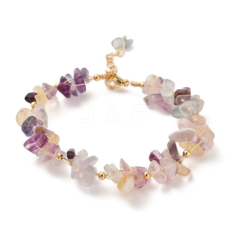 Natural Gemstone Chip Beaded Bracelets BJEW-F478-01C-1