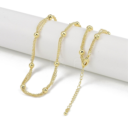 Rack Plating Brass Ball Link Chain Necklaces for Women NJEW-K382-05G-1