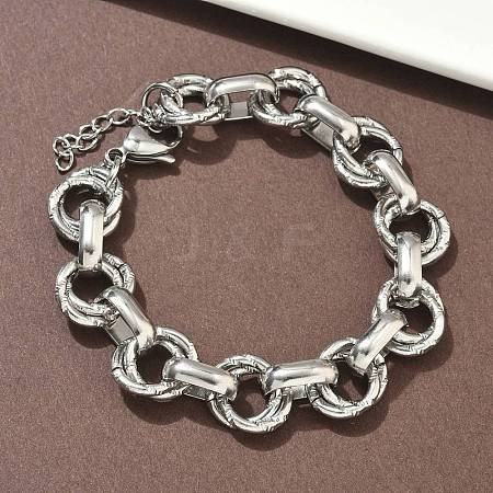 304 Stainless Steel Rolo Chain Bracelets for Women BJEW-S176-01P-C-1