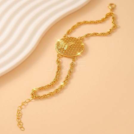 Alloy Hollow Link Rope Chain 2-Strand Bracelets for Women WGE1F9A-02-1